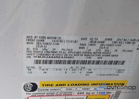 2024 Ford Expedition Limited Max from USA, damaged, VIN 1FMJK2A84REA30483